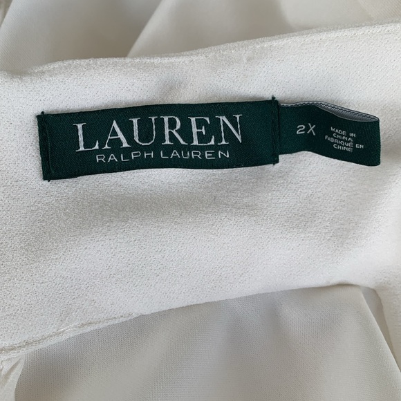 Lauren Ralph Lauren Cream Faux Wrap Draped Sleeveless Top Blouse - Picture 7 of 8